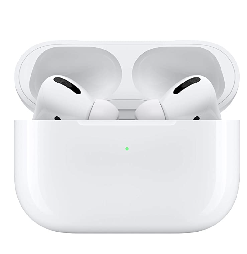 Apple AirPods in a white case