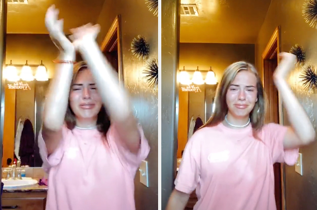 Reese crying and dancing.