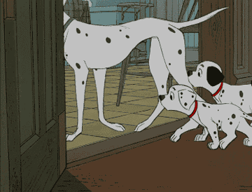 Puppies walking in 101 Dalmations