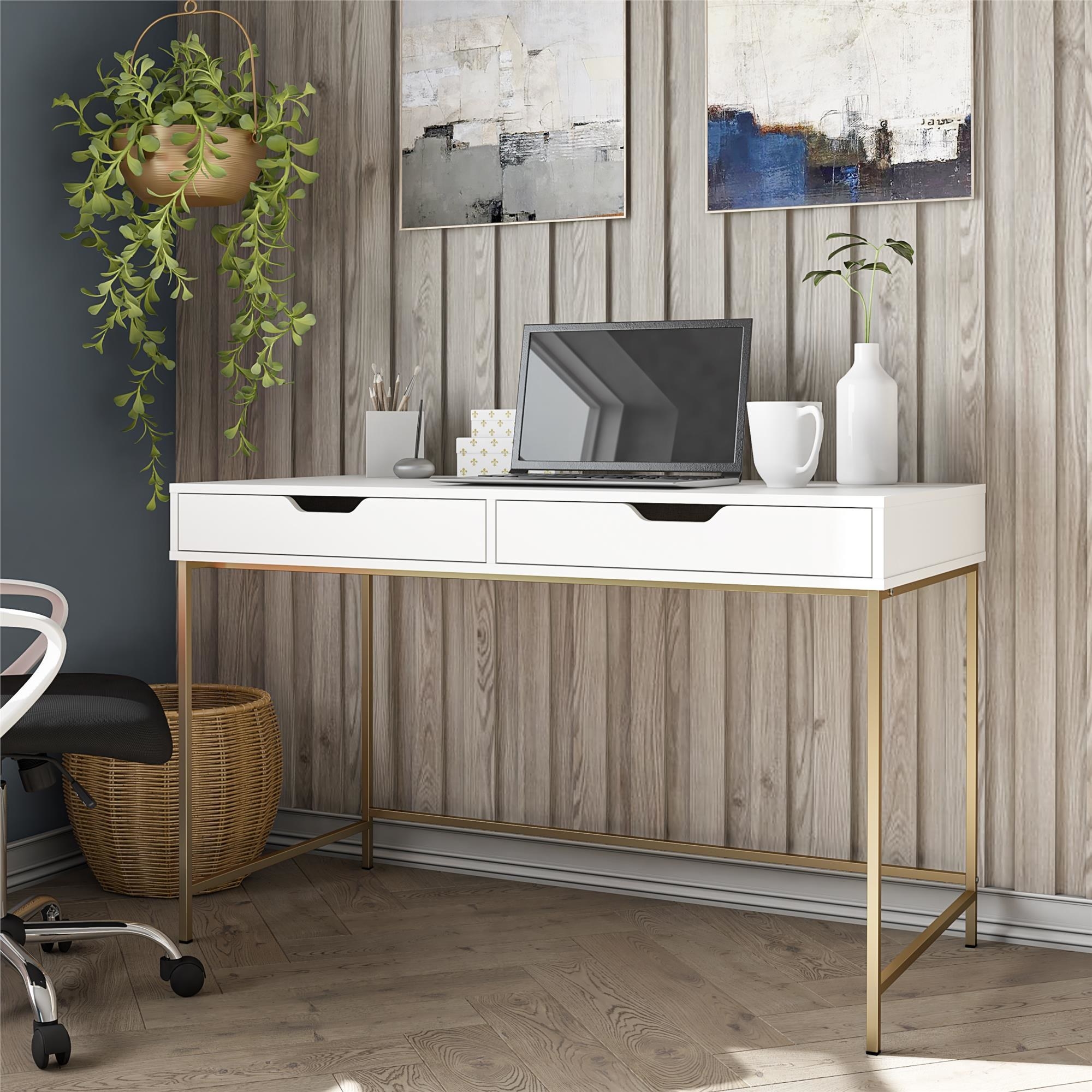 The white and gold desk in an office