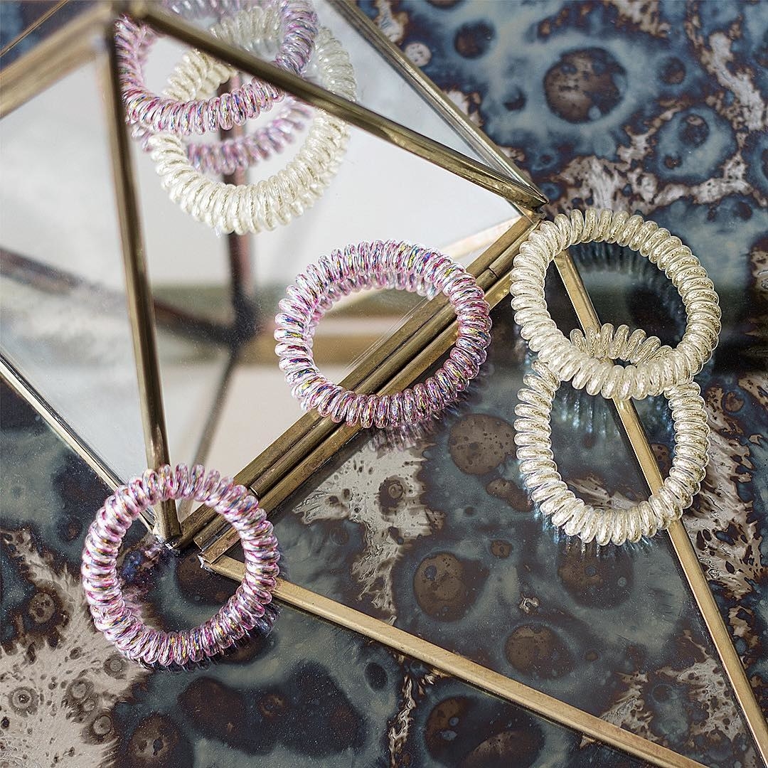 Several hair ties on a table