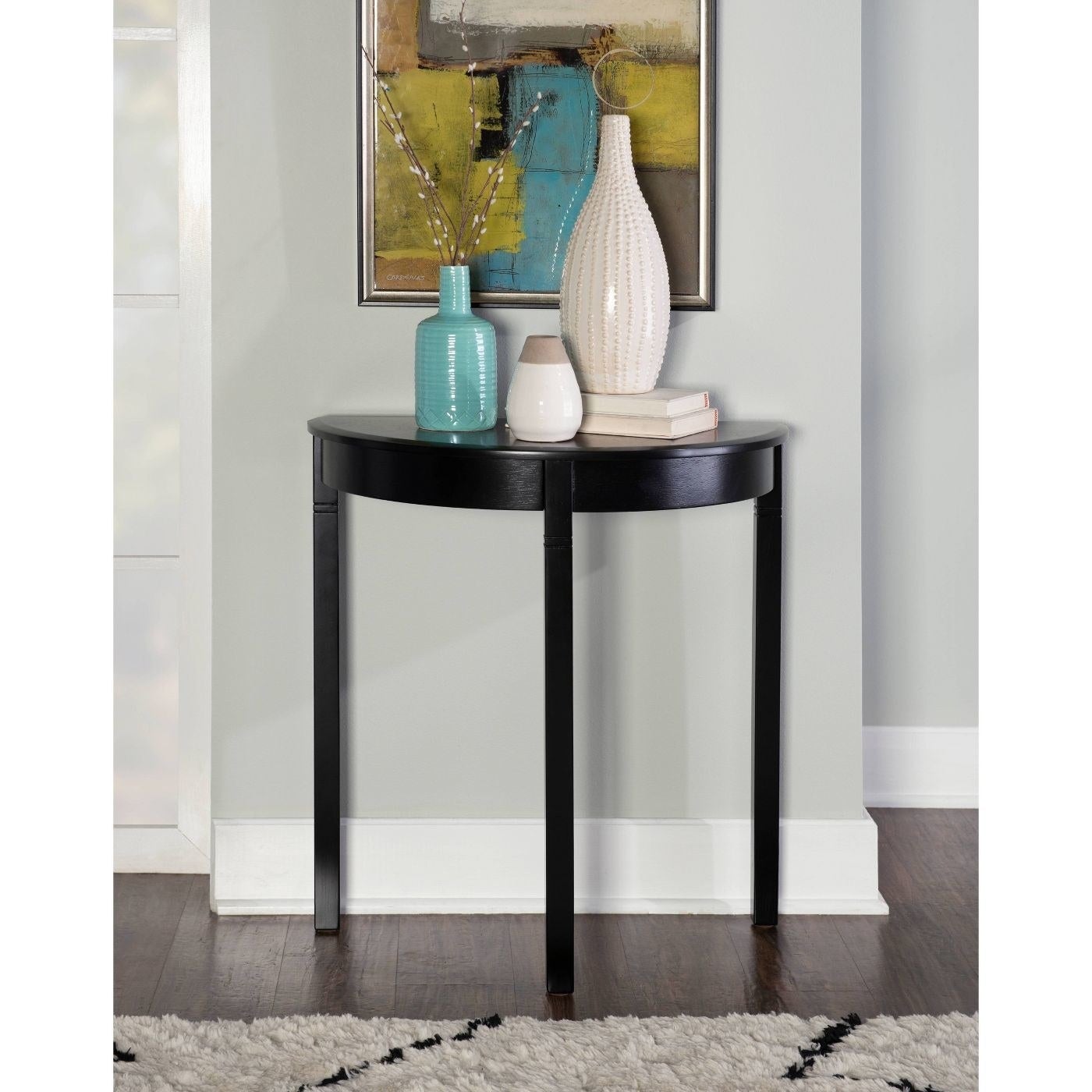 A half-moon console table