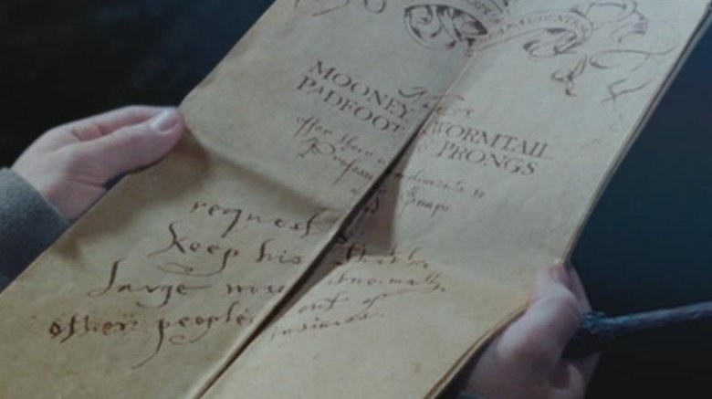 Harry taking in the info the Marauders map is showing him