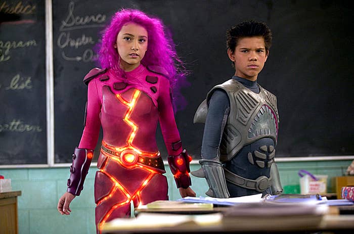 Sharkboy and Lavagirl in their costumes