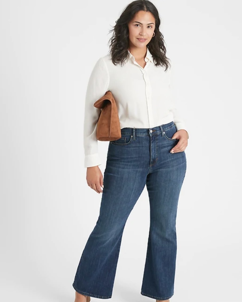 The curvy high-rise flare jeans in dark wash