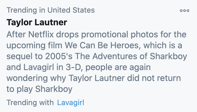 Taylor Lautner's name trending in the United States