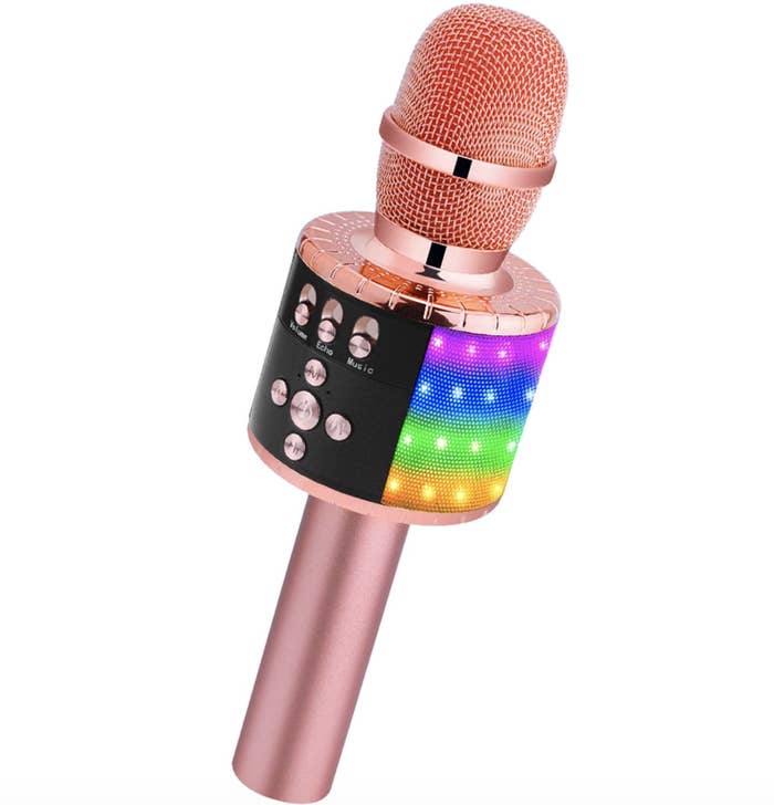 the pink microphone