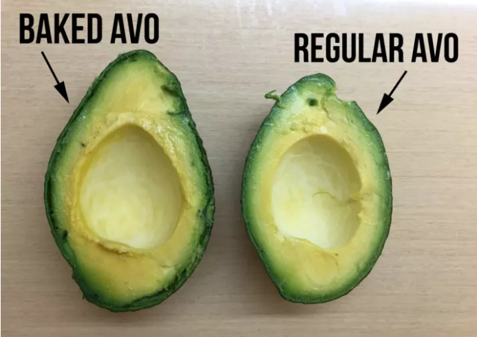 A baked avocado versus a regular avocado