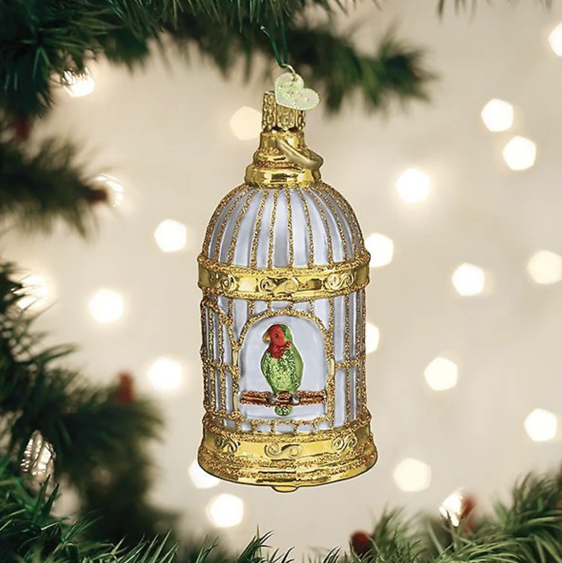 Old world christmas vintage bird cage ornament