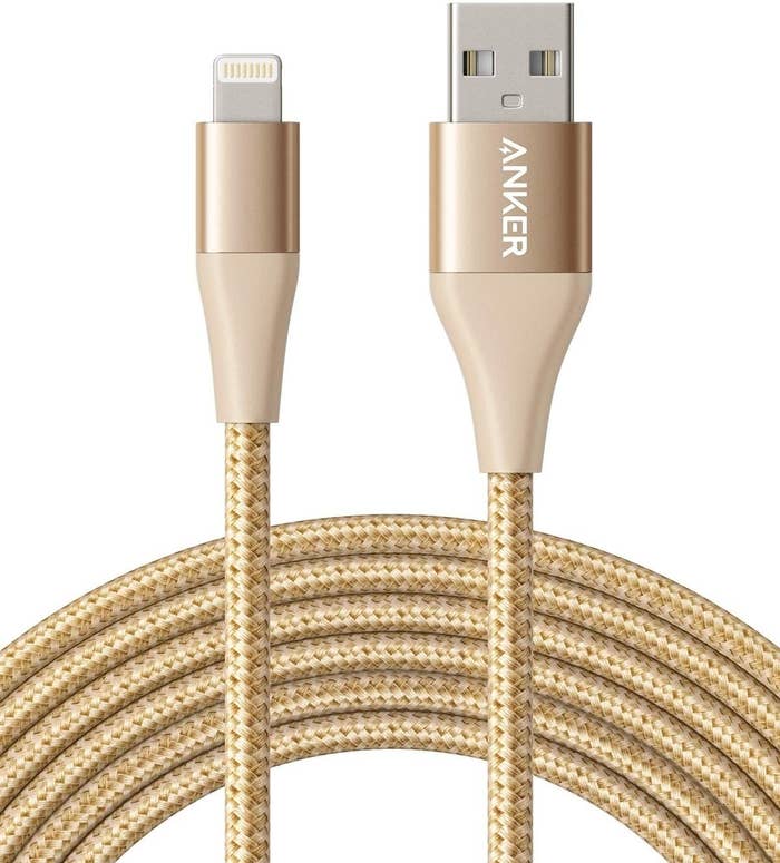 Wrapped gold USB 10-foot charger cable