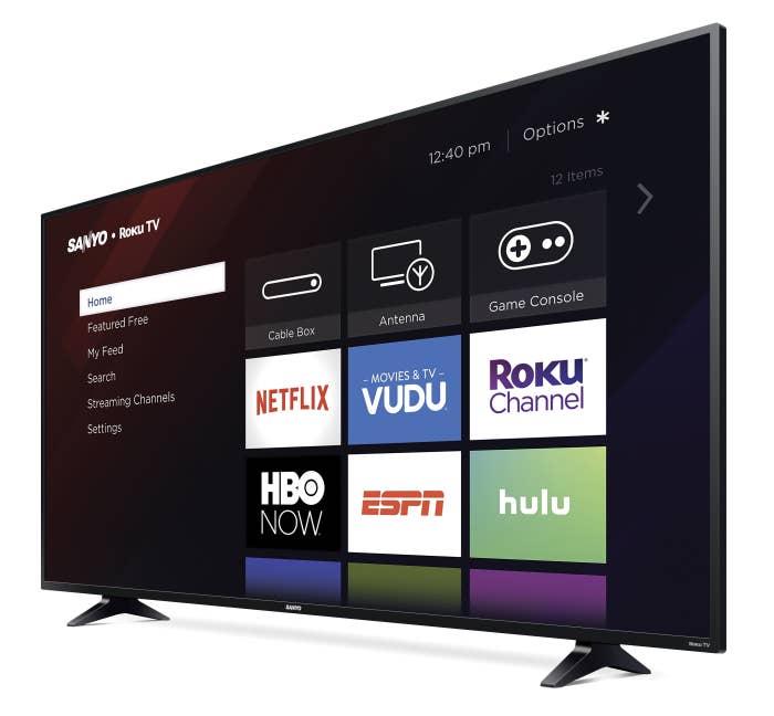 sanyo roku TV showing different streaming apps