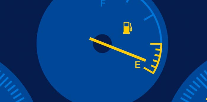 Graphic showing a fuel gauge on empty 