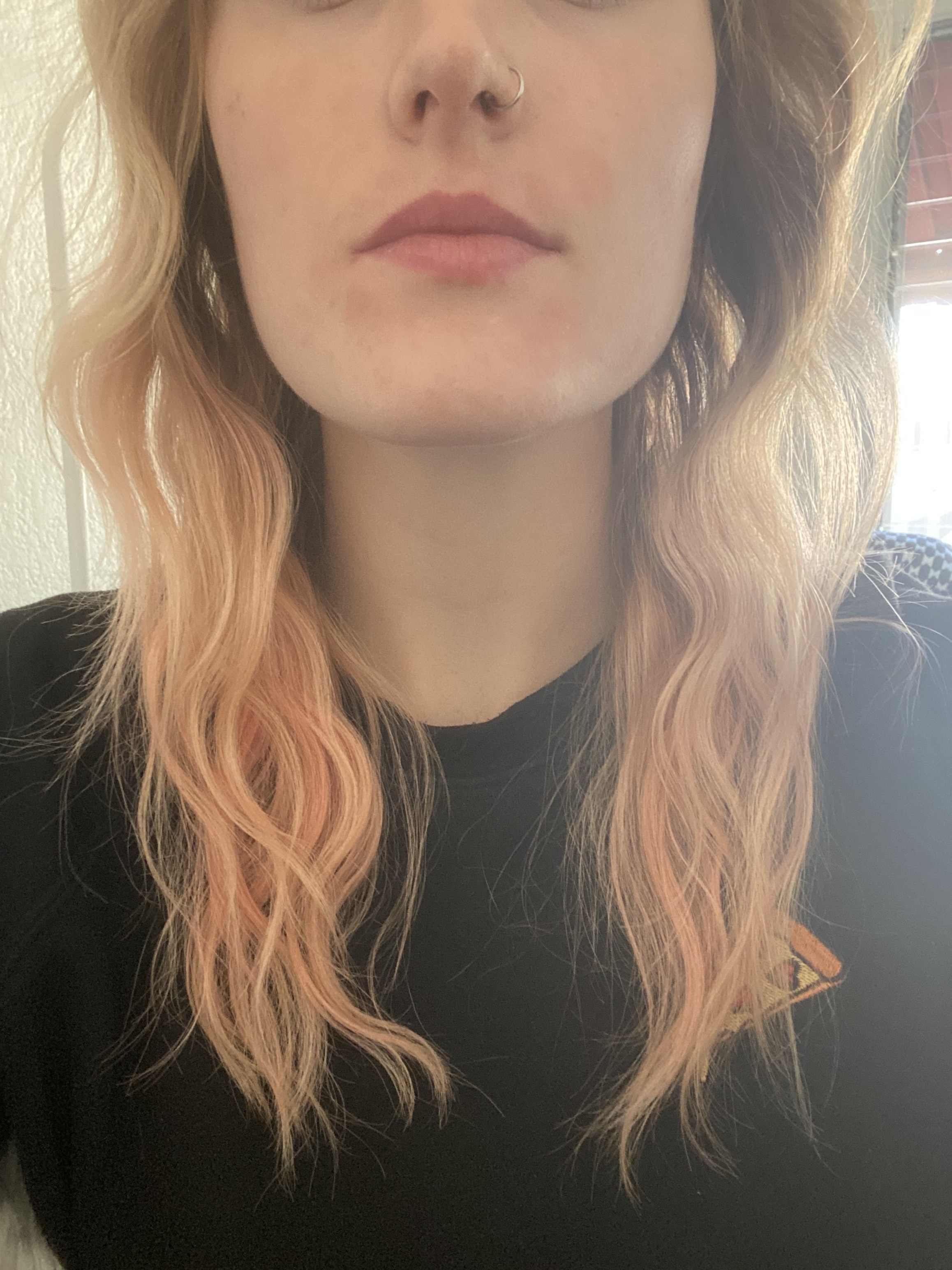 A close-up of the ends of my hair after being styled by the Mermade Pro, with soft continuous &quot;S&quot; waves that are less dramatic than the Bed Head waver&#x27;s.