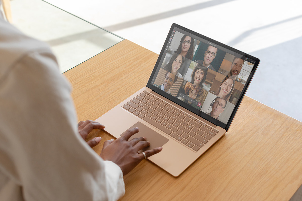 A person video chatting on the Surface Laptop 3