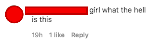 a comment that says girl what the hell