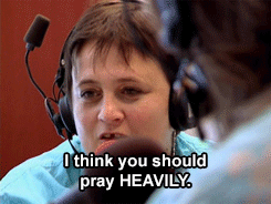 GIF of woman saying, &quot;I think you should pray heavily&quot;