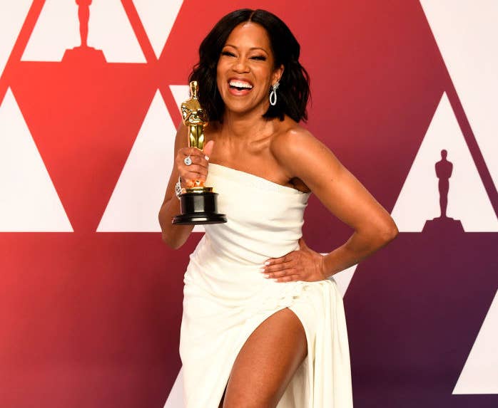 Actor Regina King, winner of the Oscar&#x27;s Best Actress in a Supporting Role award 
