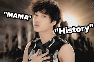 An image of Kai from EXO's history music video