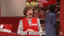 Target woman saying &quot;I love weddings!&quot; on SNL
