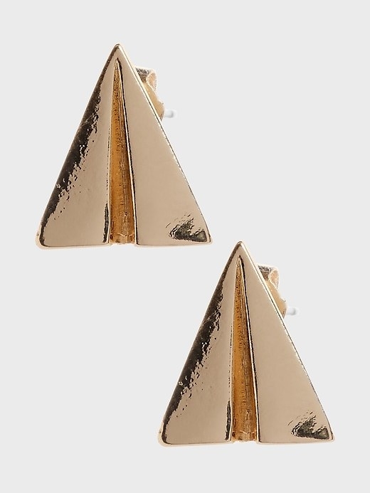 The paper airplane earrings in gold