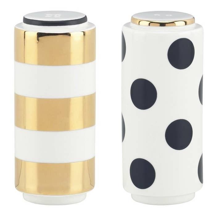 striped and polka dot salt and pepper shakers 