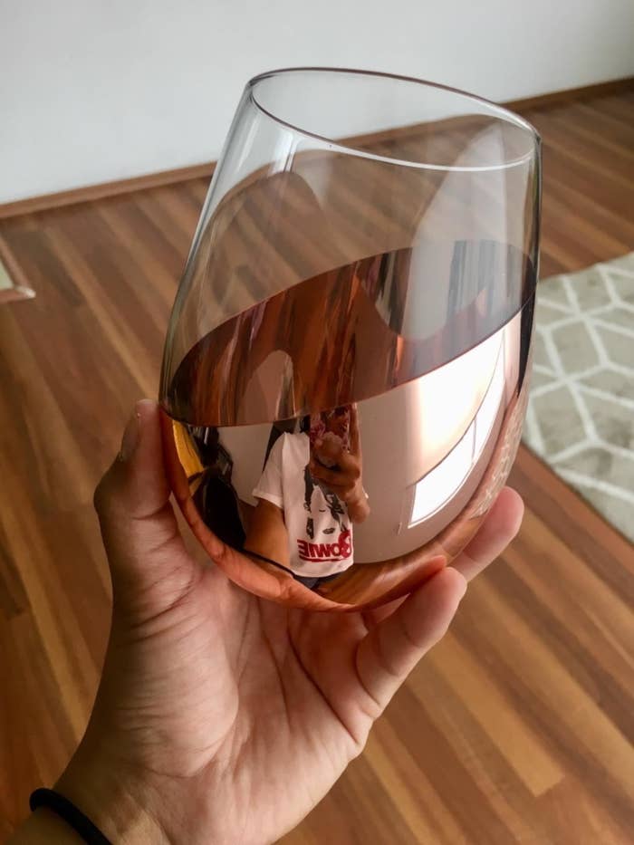 Reviewer image of one copper stemless wine glass