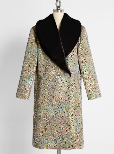 A brocade coat with metallic details