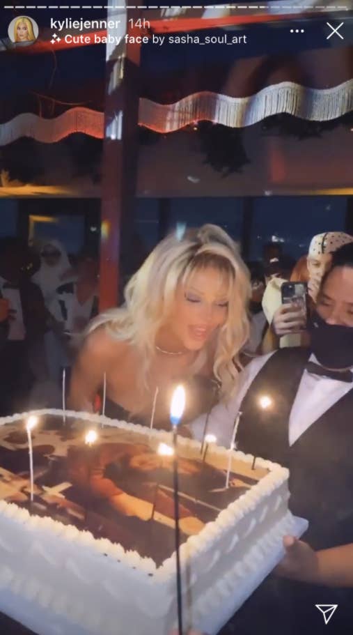 Kendall Jenner blowing out her birthday candles.