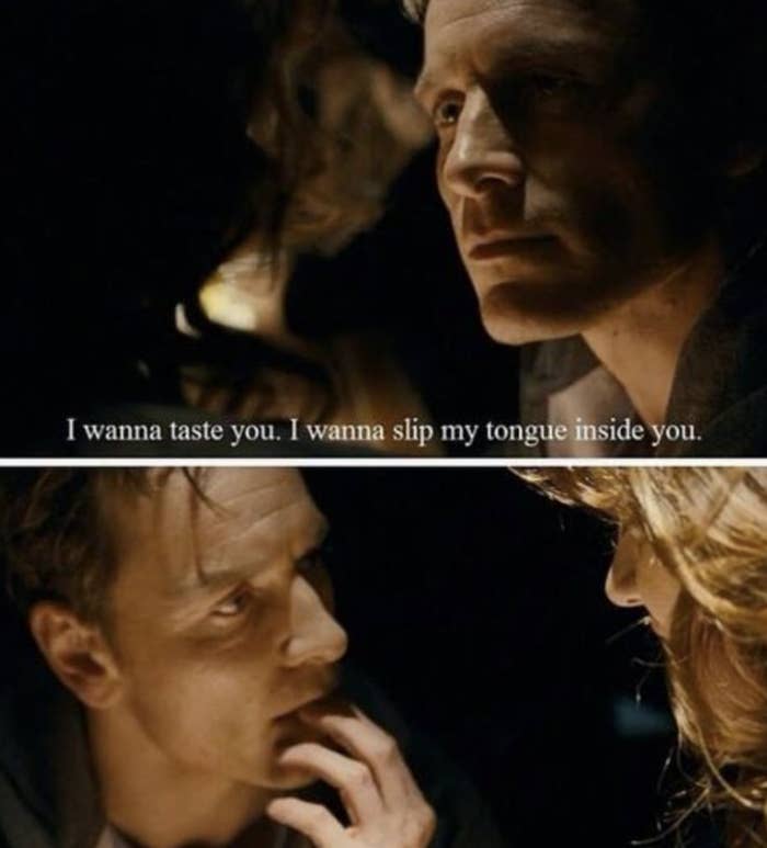 Michael Fassbender's character talking to a woman at the bar in "Shame"