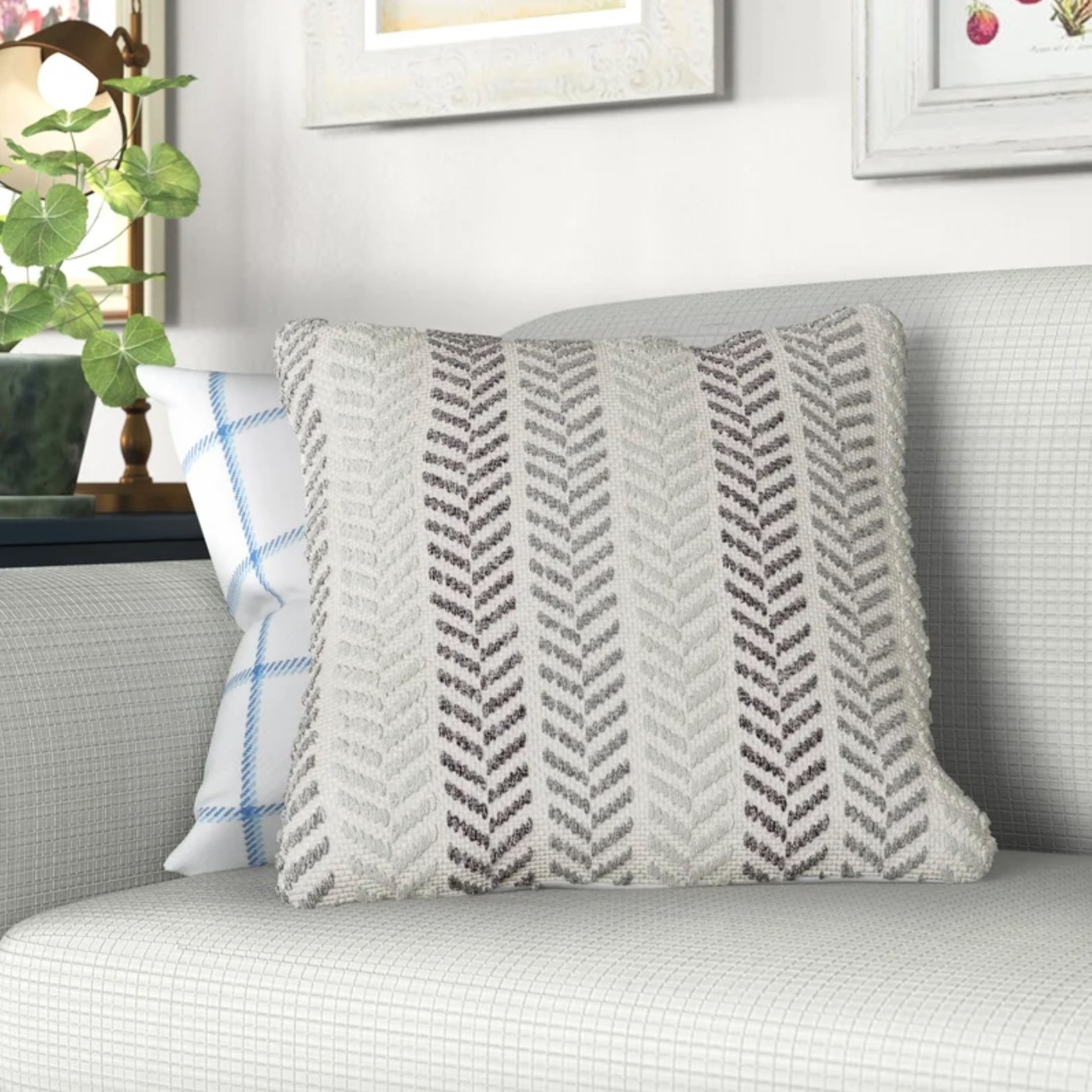 The cotton pillow cover and insert in gray