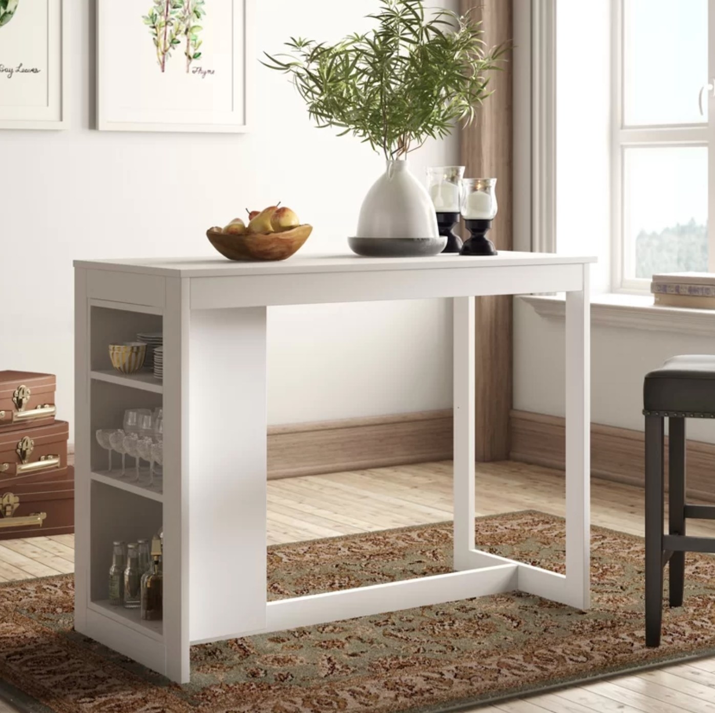 The counter height dining table in white