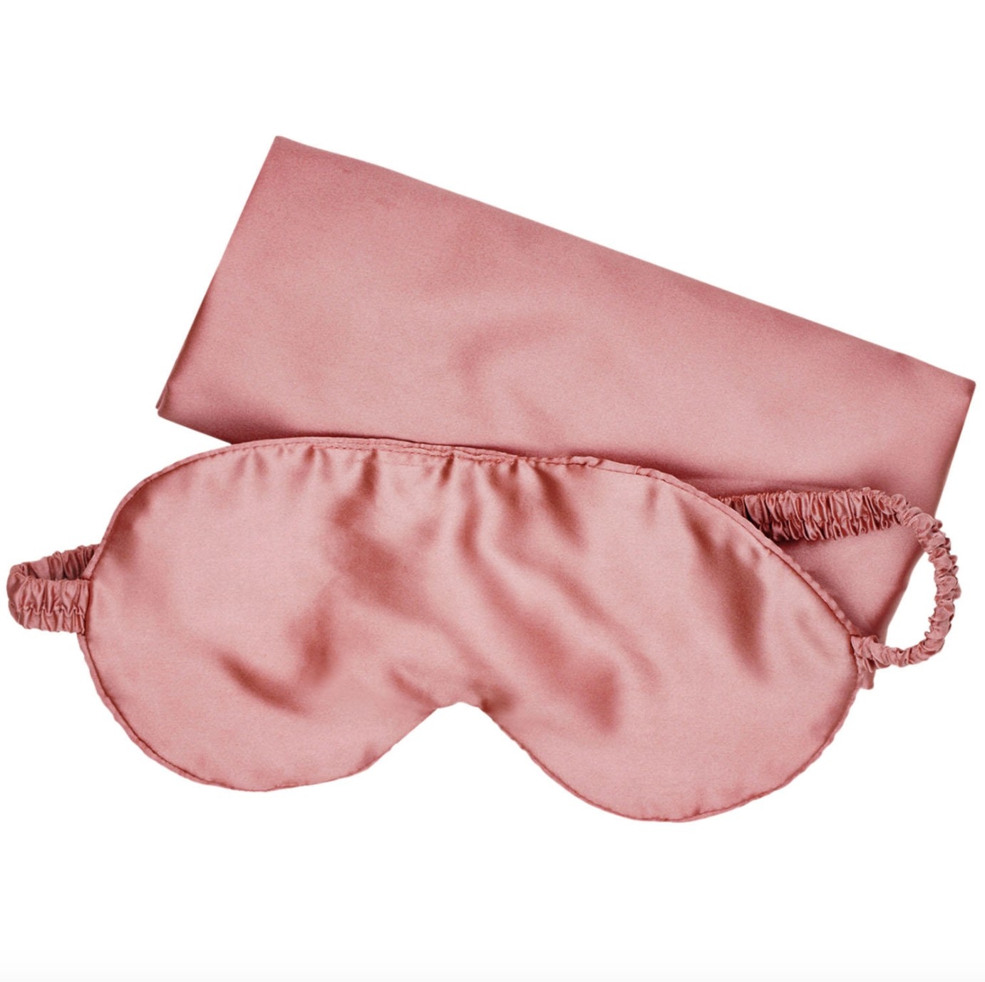 The satin pillowcase and eyemask set in blush