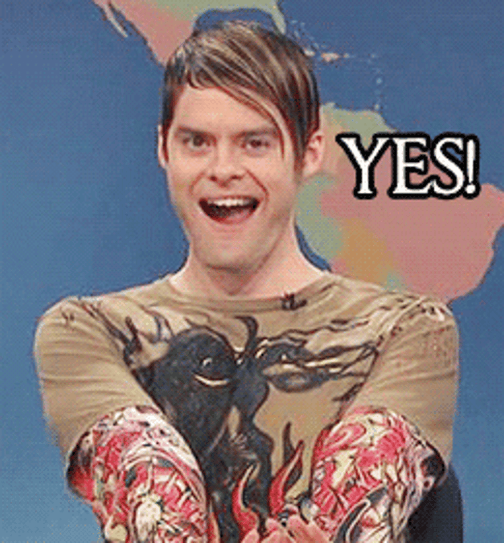 Gif of SNL actor saying &quot;yes&quot; excitedly 
