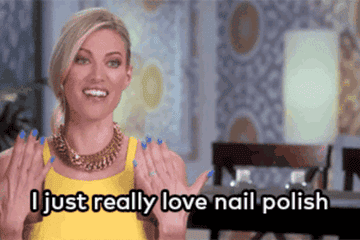 Gif of Kristen Taekman saying &quot;I just really love nail polish&quot;