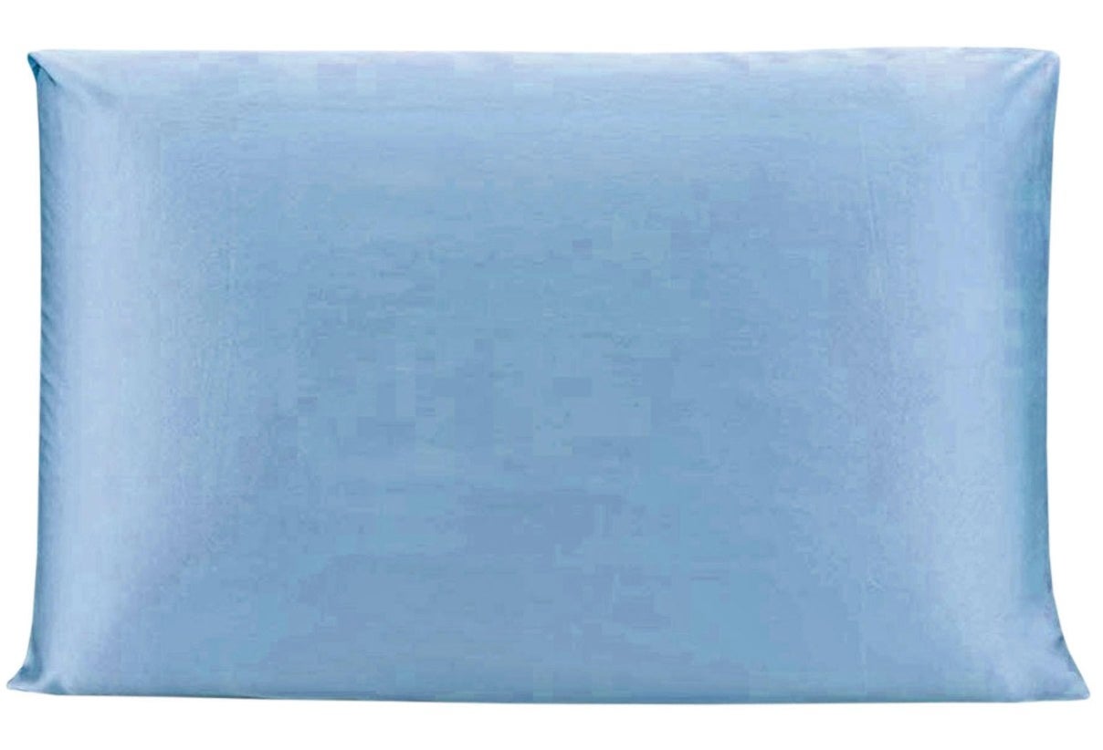 The silk pillowcase in light blue