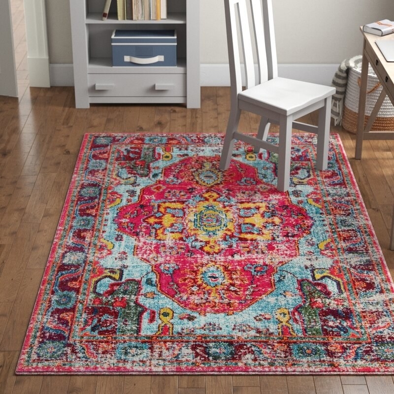 The pink and blue rug