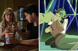 Zig and Maya from "Degrassi" alongside Catra and Adora from "She-Ra"