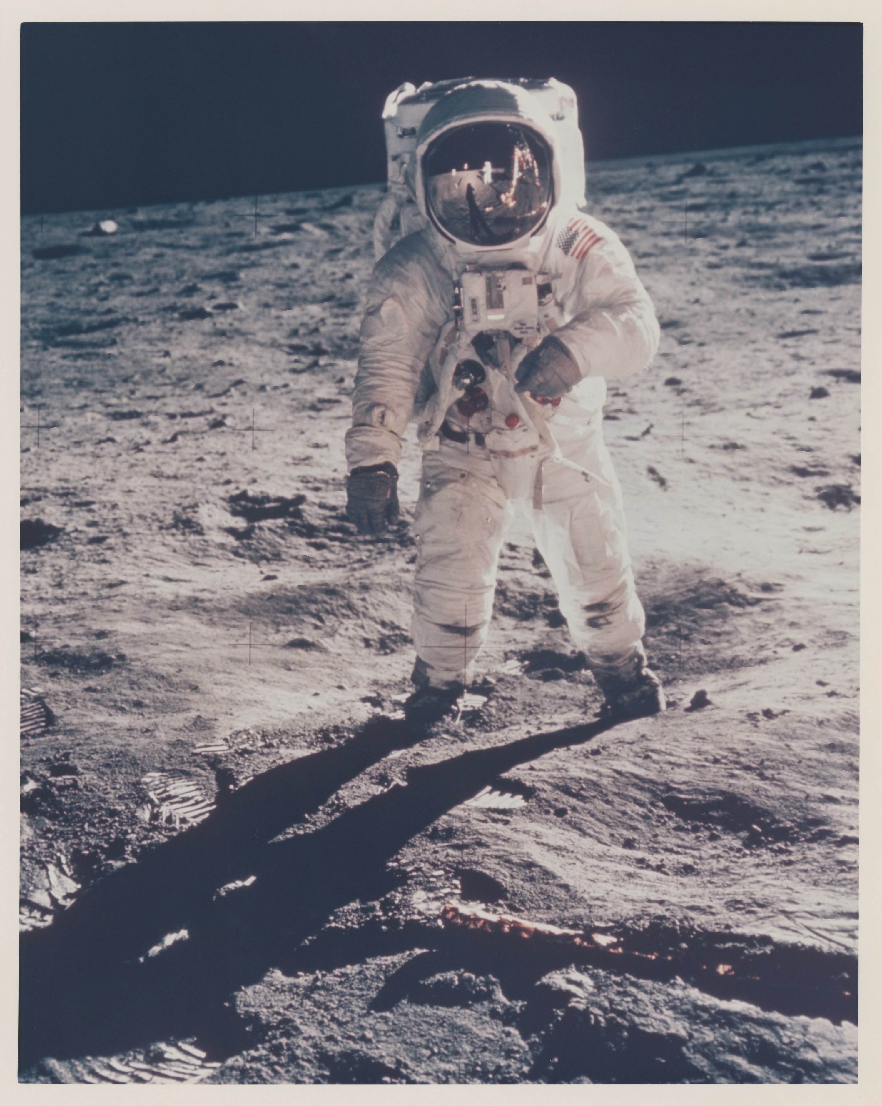 An astronaut on the moon.