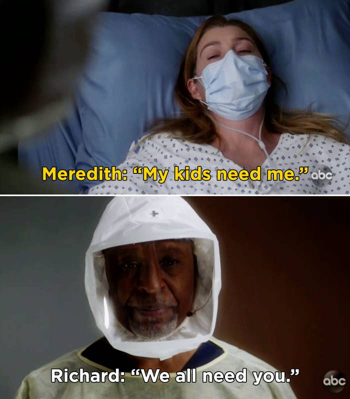 Meredith saying, &quot;My kids need me&quot; and Richard replying, &quot;We all need you&quot;