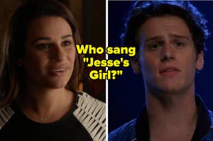 Lea Michele as Rachel Berry and Jonathan Groff as Jesse St. James in the show "Glee."