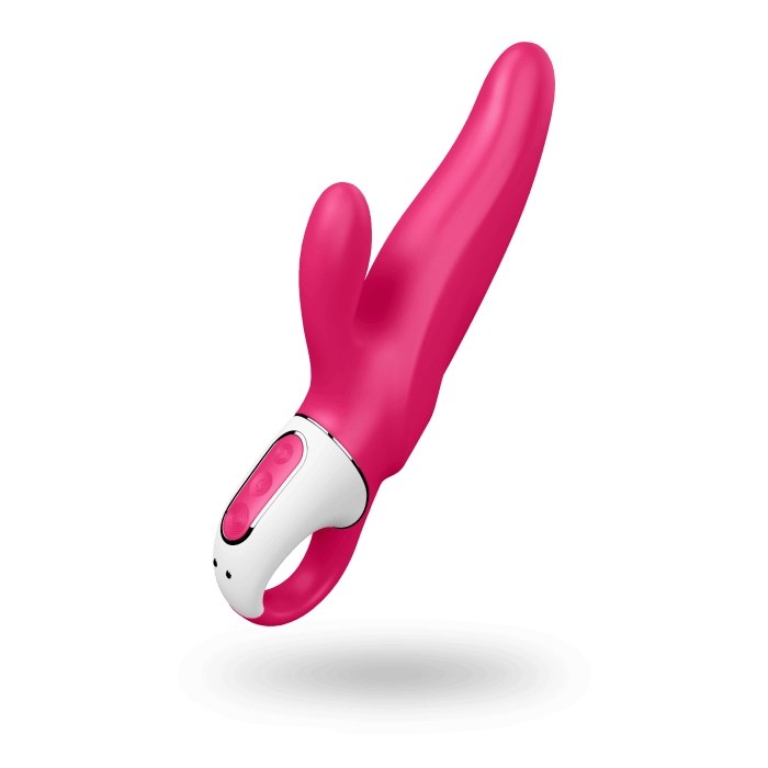 A close-up of a pink rabbit toy