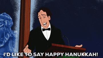 gif showcasing a man saying Happy Hanukkah 