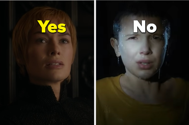Cersei from "Game of Thrones" is labeled "Yes" with Eleven from "Stranger Things" labeled "No"
