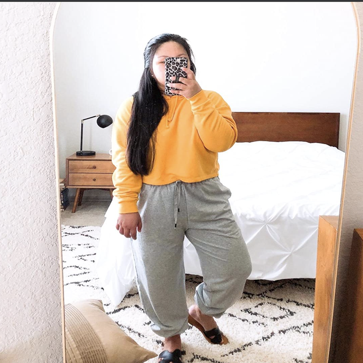 reviewer wearing with crop sweater