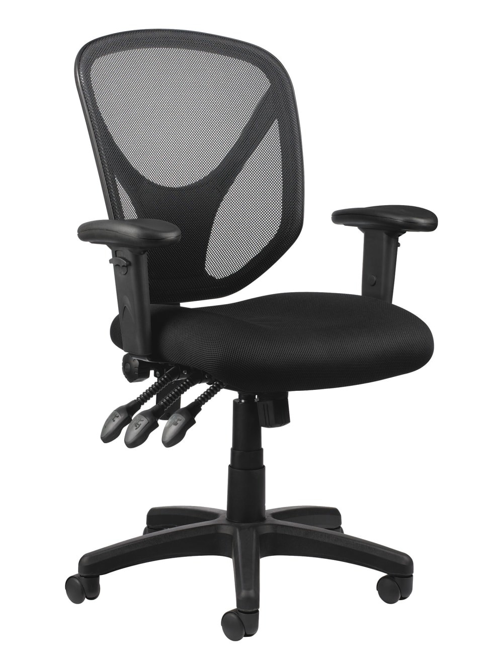 The mesh back black task chair with arm rests 