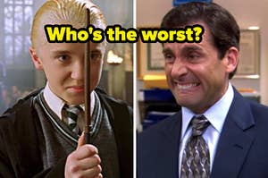 Draco is on the left with Michael from "The Office" labeled, Who's the worst?"