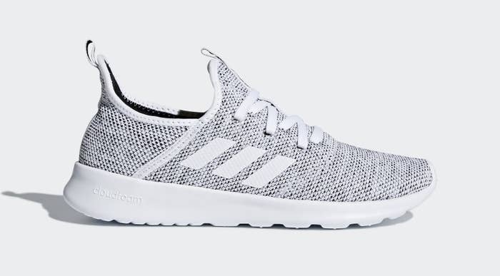 White and black marled knit sneaker