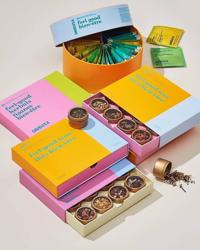 Four gift boxes filled with tea samples