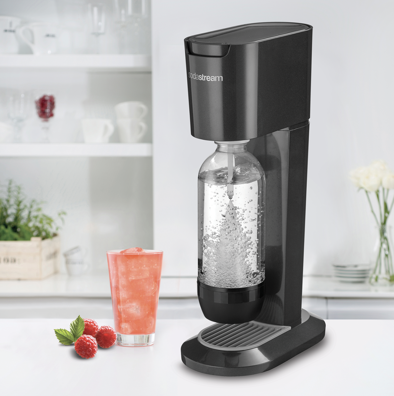 soda stream on counter in use