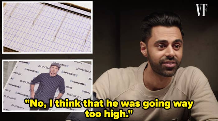 Hasan Minhaj taking a lie detector test 